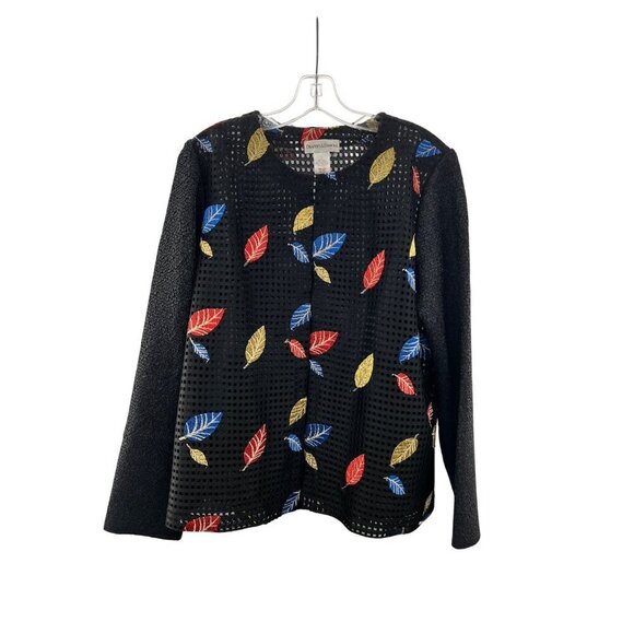 drapers & damons Jackets & Blazers - Draper's & Damon's Sheer Leaf Print Blazer Black/Multi Embroidered Size Large